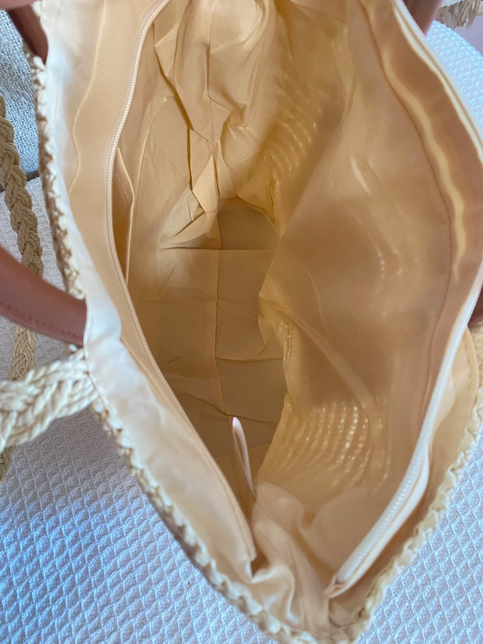 Rotan Tote tas met kunstleren vak en dubbele handvat – photo 8